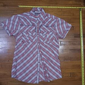 Scotch & Soda Red and White Striped Button-Down Shirt